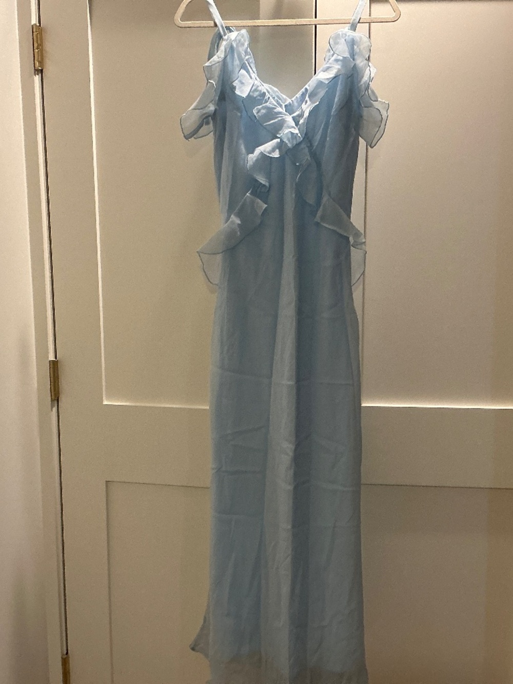 Steve Madden Adelina Ruffled Maxi dress light blue.